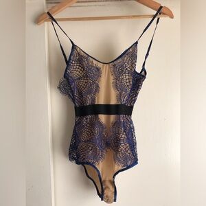 Skivvies by For Love & Lemons
Bat Your Lashes Bodysuit - Sapphire
Size Xs